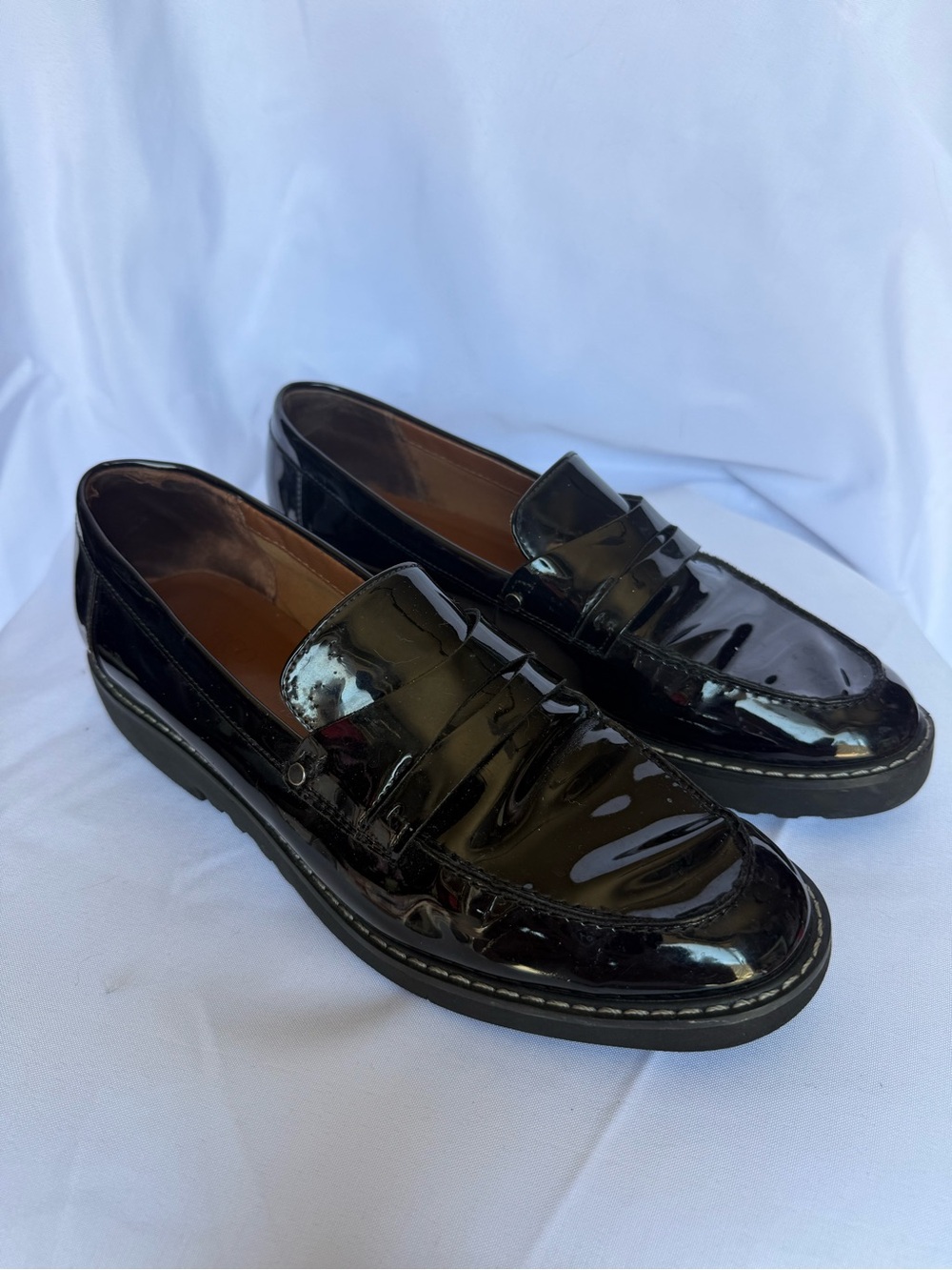 Franco Sarto Cassandra Black Patent Leather Penny Loafer Size 8.5 - Picture 5 of 12